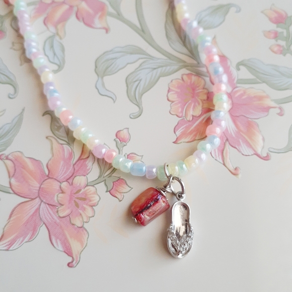 Handmade Pastel Beaded Choker Short Necklace Beach - Picture 4 of 8